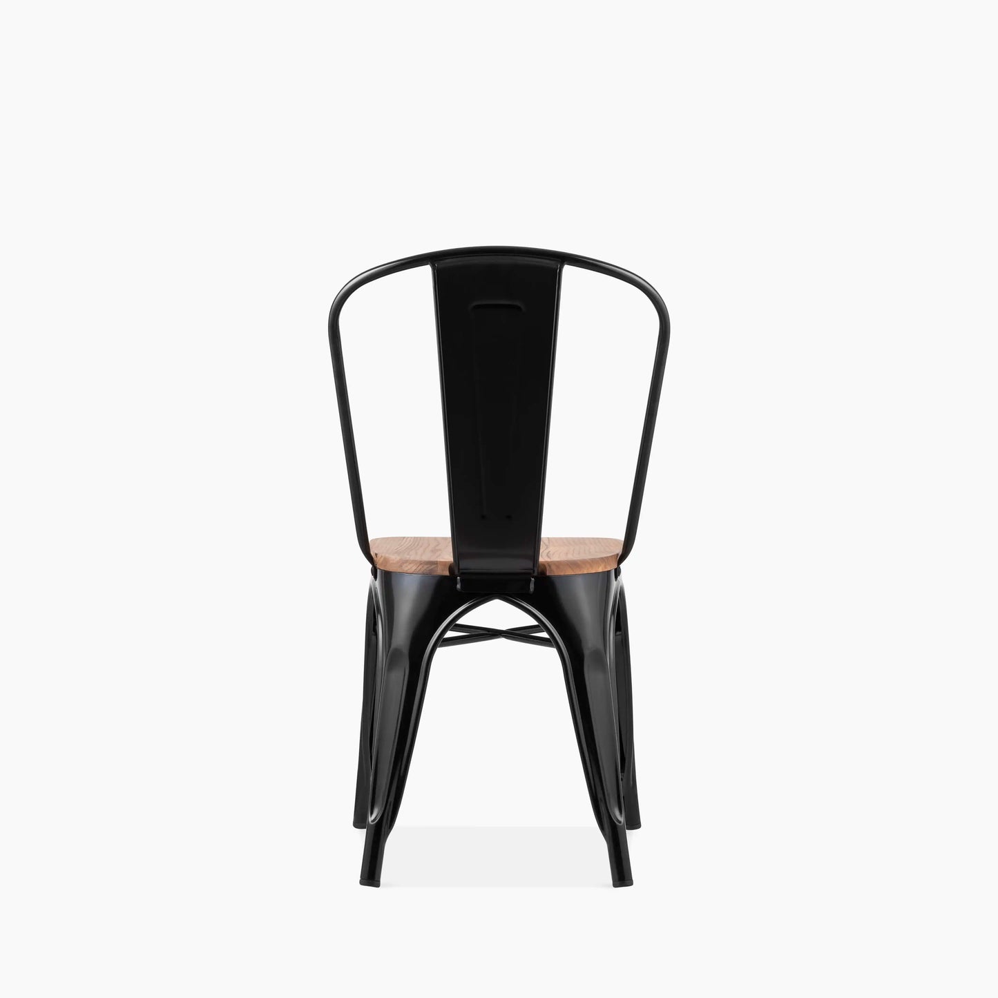 Tolix Style Stackable Dining Chair | Oak & Black