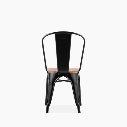 Tolix Style Stackable Dining Chair | Oak & Black