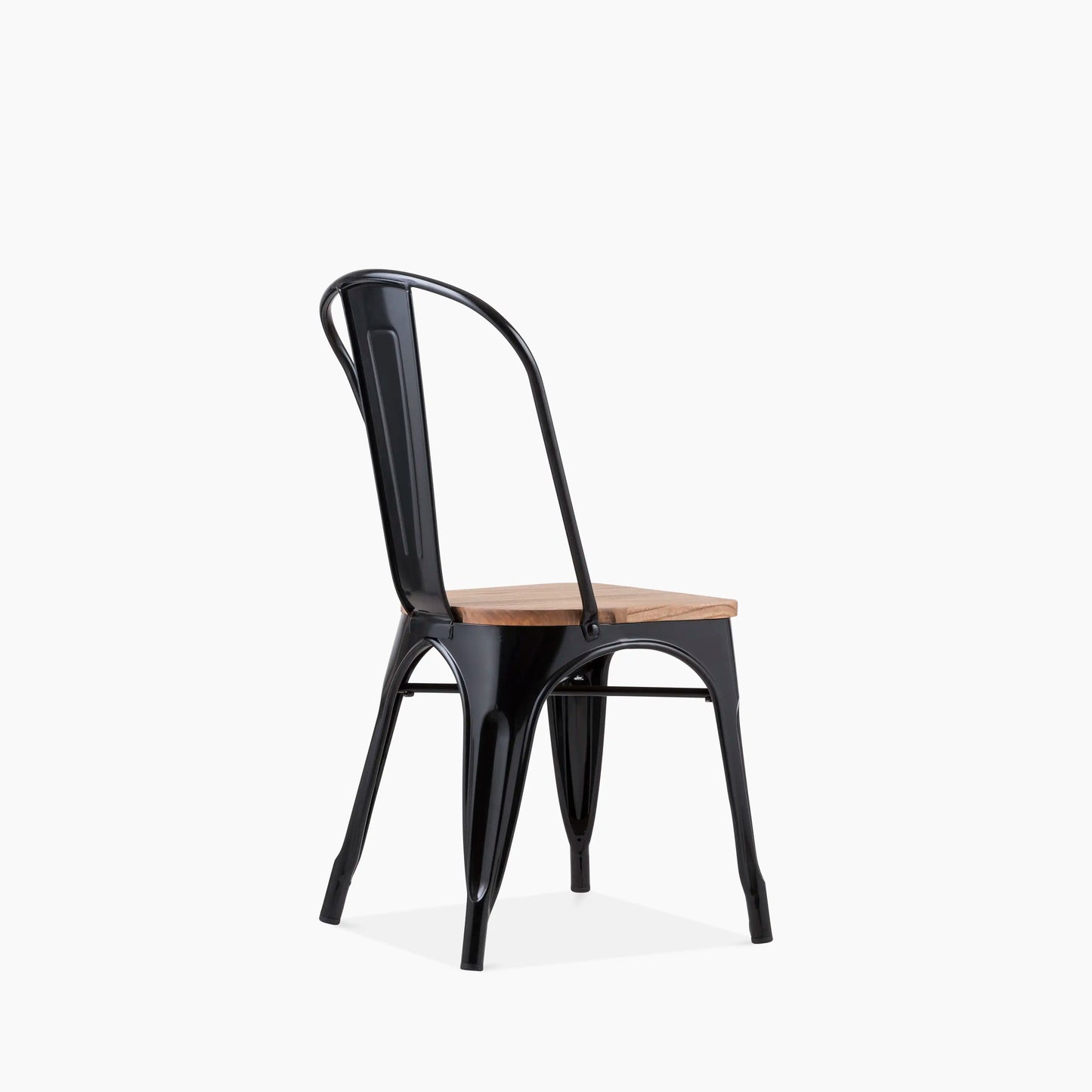 Tolix Style Stackable Dining Chair | Oak & Black