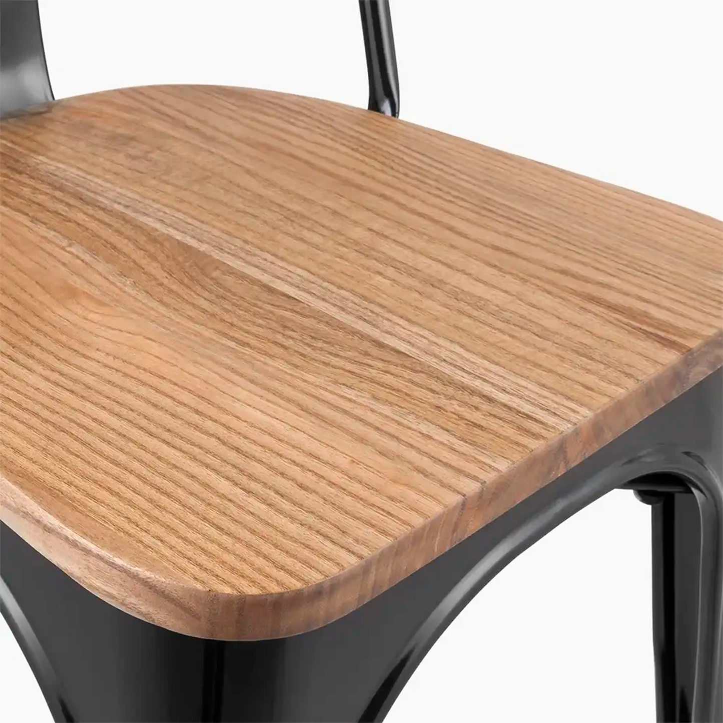 Tolix Style Stackable Dining Chair | Oak & Black