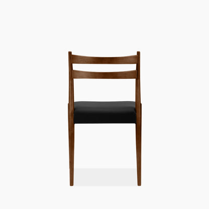 Caleb Wooden Dining Chair | Noir Black Faux Leather & Walnut
