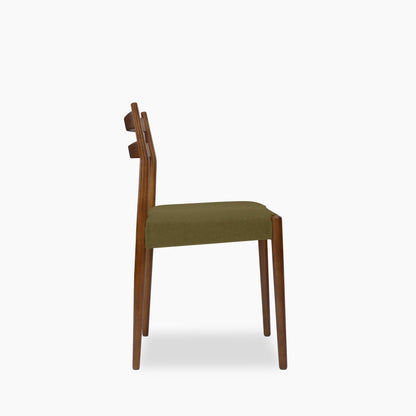 Caleb Wooden Dining Chair | Moss Green Sustainable Mohair Velvet & Walnut