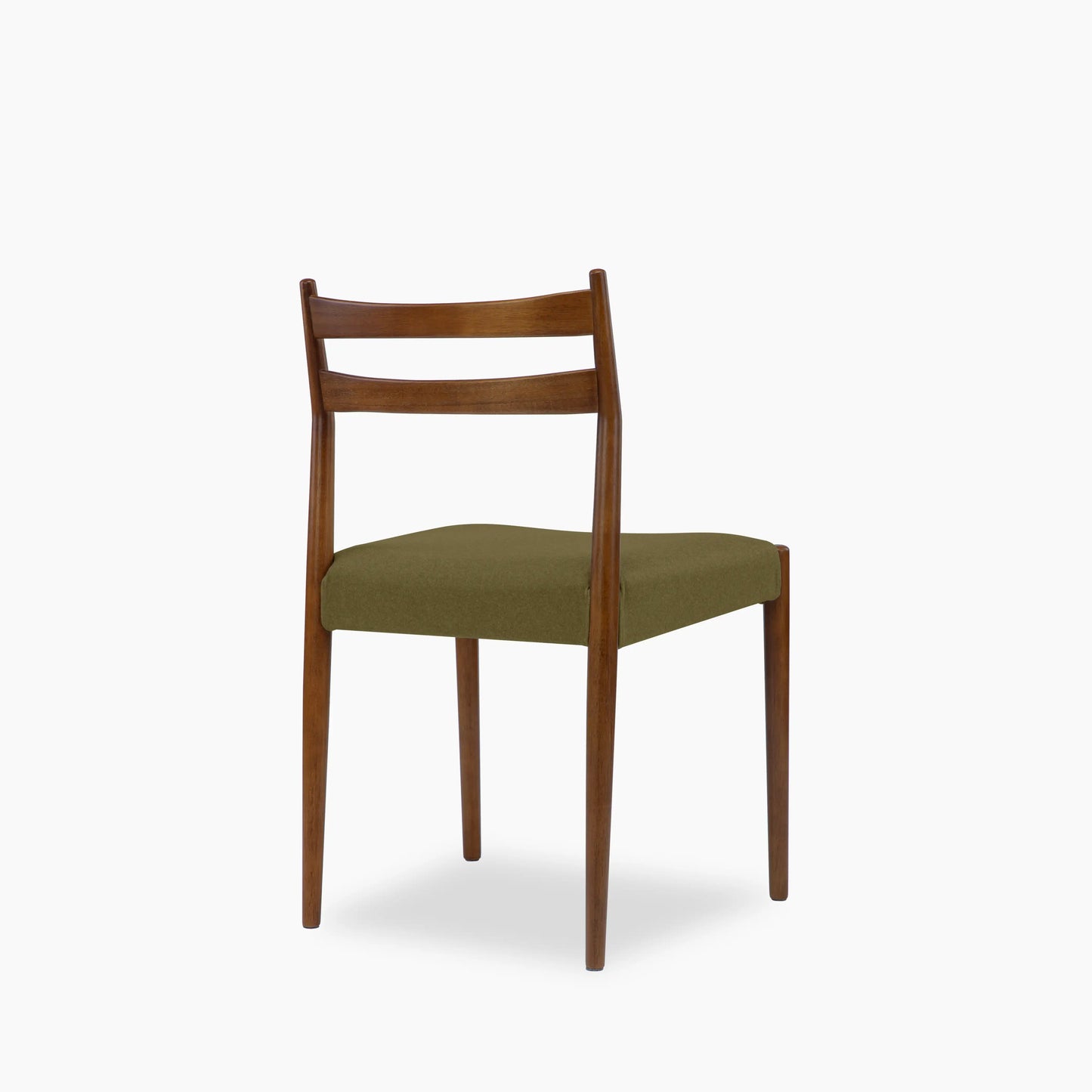 Caleb Wooden Dining Chair | Moss Green Sustainable Mohair Velvet & Walnut