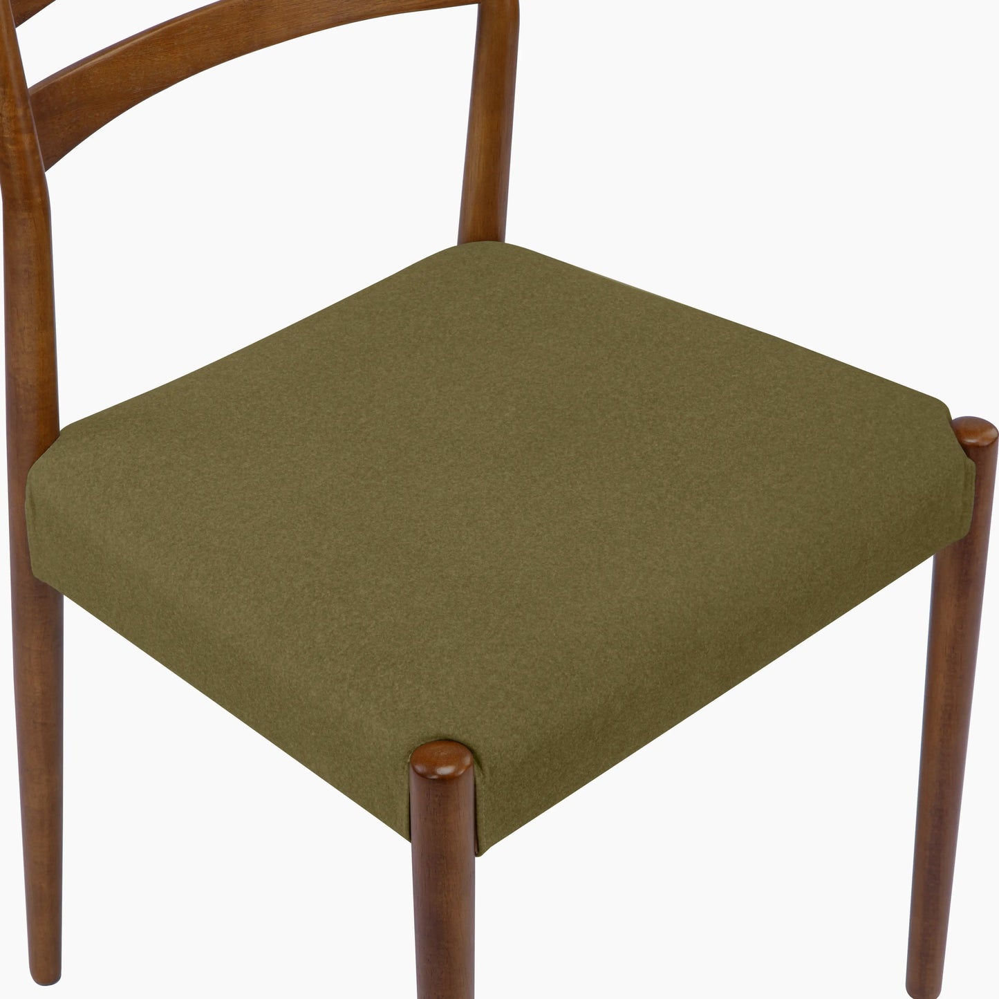 Caleb Wooden Dining Chair | Moss Green Sustainable Mohair Velvet & Walnut
