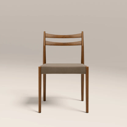 Caleb Wooden Dining Chair | Truffle Brown Sustainable Mohair Velvet & Walnut