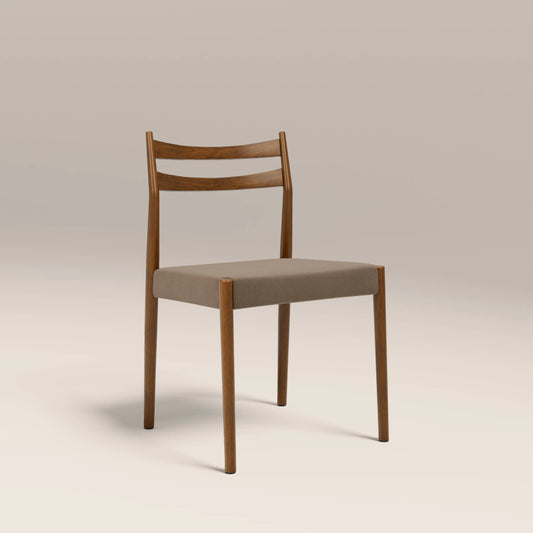 Caleb Wooden Dining Chair | Truffle Brown Sustainable Mohair Velvet & Walnut
