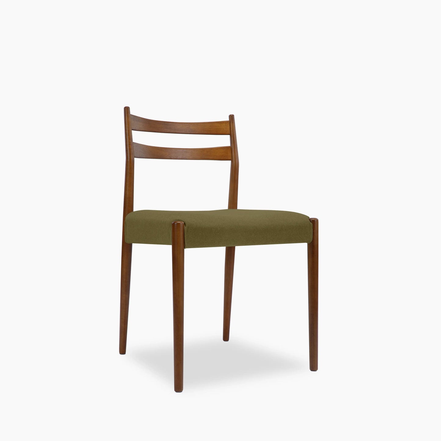 Caleb Wooden Dining Chair | Moss Green Sustainable Mohair Velvet & Walnut
