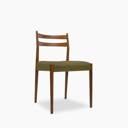 Caleb Wooden Dining Chair | Moss Green Sustainable Mohair Velvet & Walnut