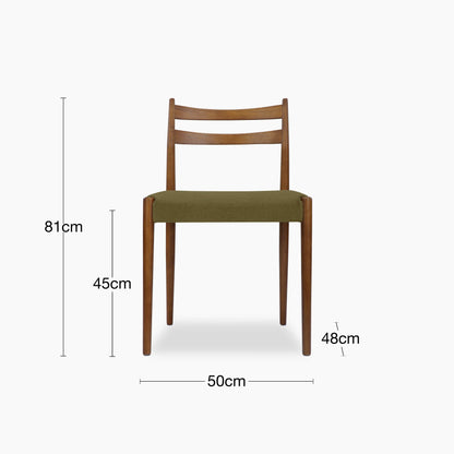 Caleb Wooden Dining Chair | Moss Green Sustainable Mohair Velvet & Walnut