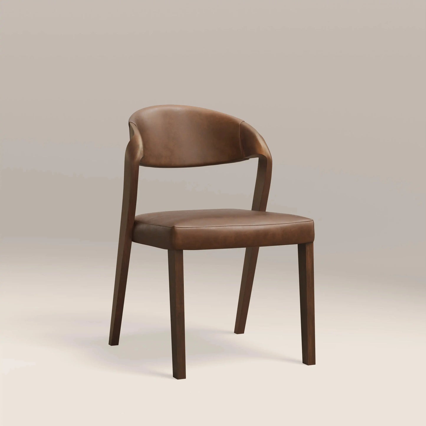 Kennedy Dining Chair | Vintage Tan Faux Leather & Walnut