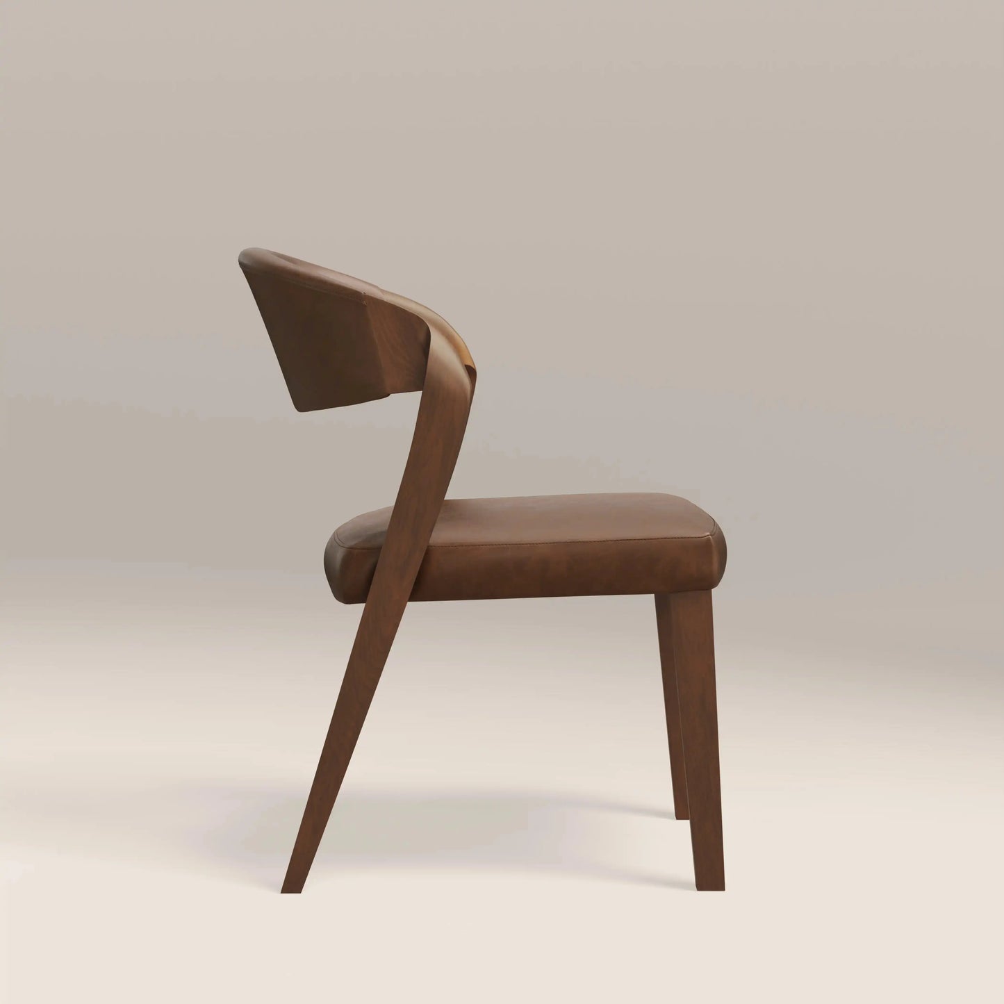 Kennedy Dining Chair | Vintage Tan Faux Leather & Walnut