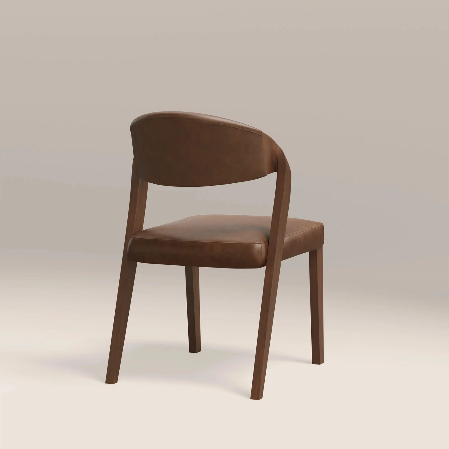 Kennedy Dining Chair | Vintage Tan Faux Leather & Walnut