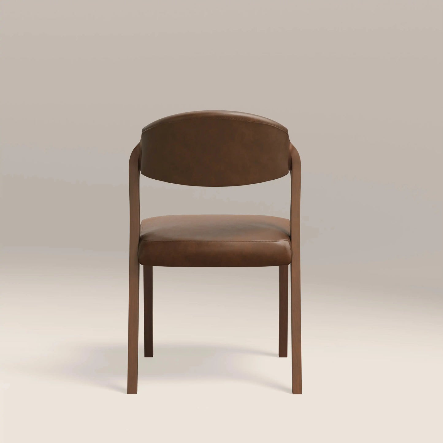 Kennedy Dining Chair | Vintage Tan Faux Leather & Walnut