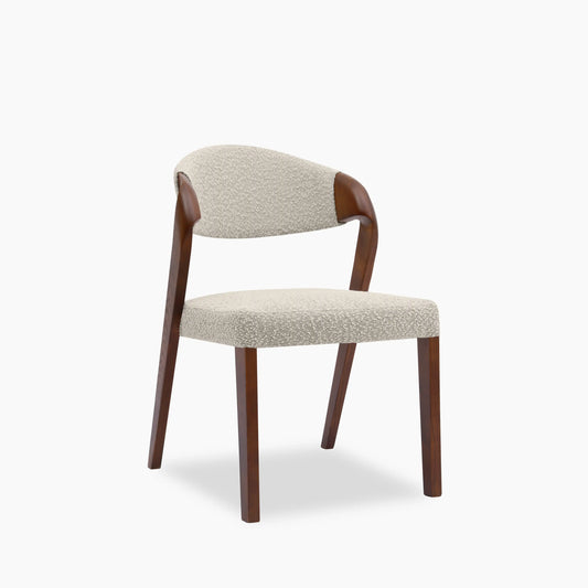 Kennedy Dining Chair | Speckled Stone Sustainable Boucle & Walnut
