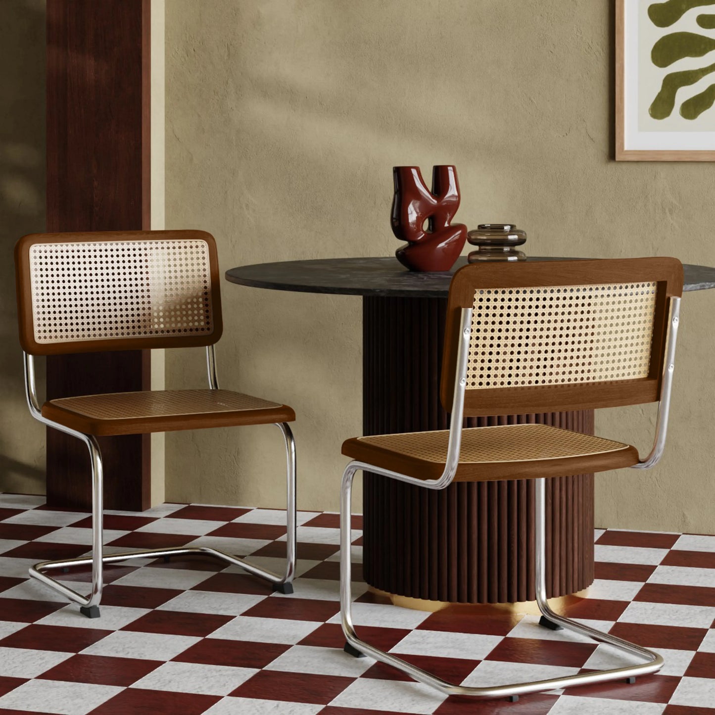 Kenton Dining Chair | Walnut & Chrome