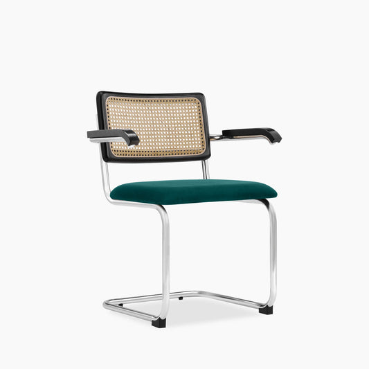 Kenton Carver Dining Chair | Teal Sustainable Velvet & Black