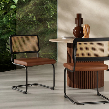 Kenton Dining Chair | Vintage Tan Faux Leather & Black