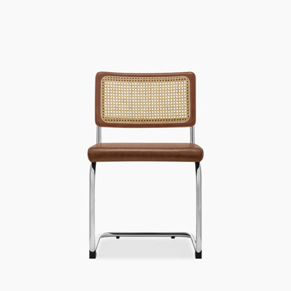 Kenton Dining Chair | Vintage Tan Faux Leather & Chrome