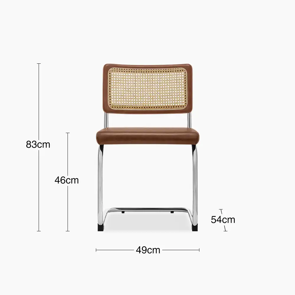 Kenton Dining Chair | Vintage Tan Faux Leather & Chrome