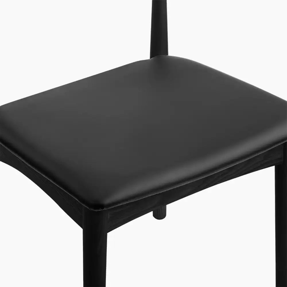 Aalborg Wooden Dining Chair | Black Faux Leather & Black