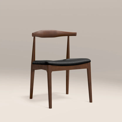 Aalborg Wooden Dining Chair | Noir Black Faux Leather & Walnut