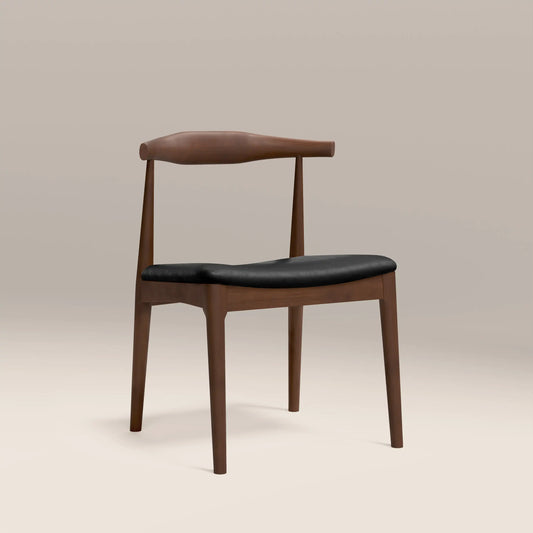 Aalborg Wooden Dining Chair | Noir Black Faux Leather & Walnut