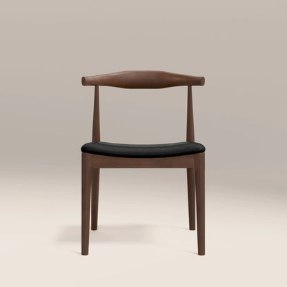 Aalborg Wooden Dining Chair | Noir Black Faux Leather & Walnut