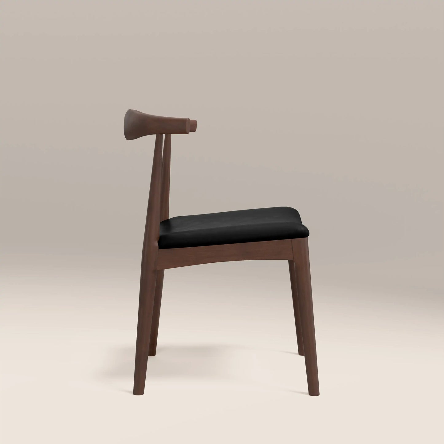 Aalborg Wooden Dining Chair | Noir Black Faux Leather & Walnut