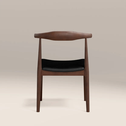 Aalborg Wooden Dining Chair | Noir Black Faux Leather & Walnut