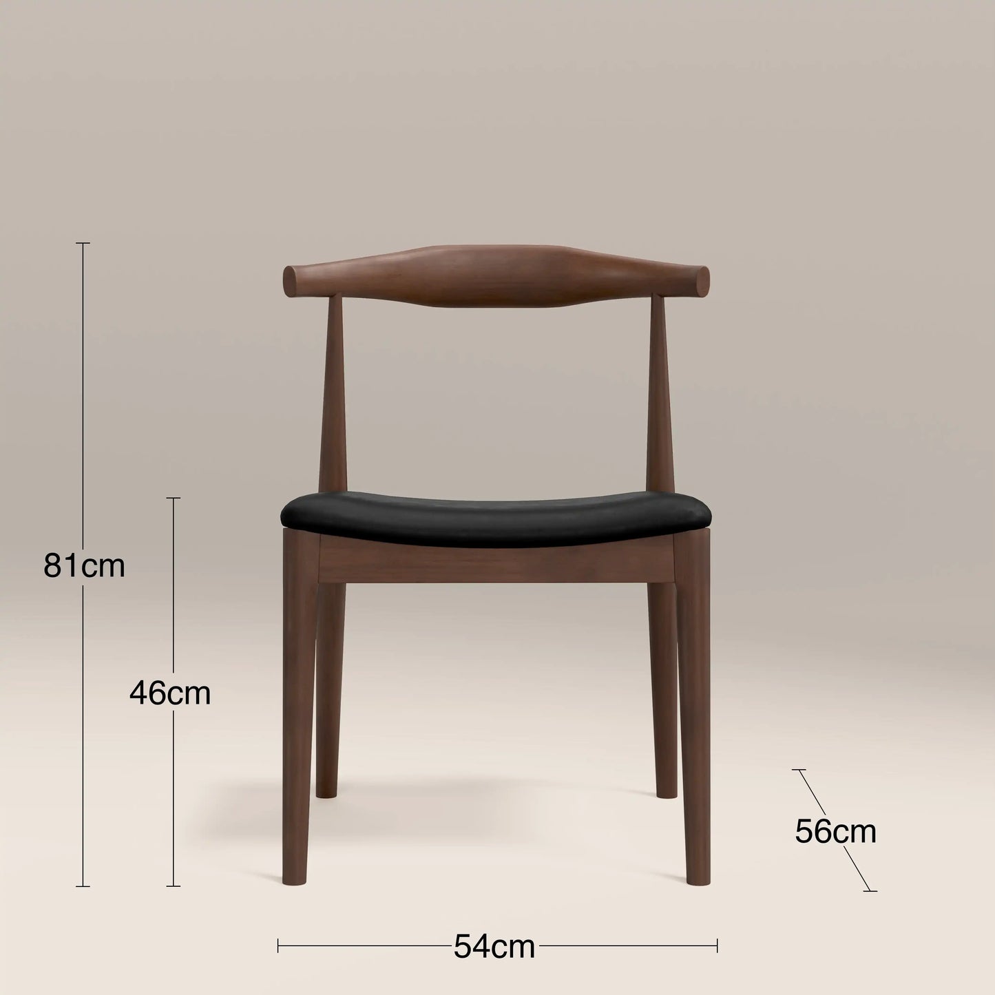 Aalborg Wooden Dining Chair | Noir Black Faux Leather & Walnut