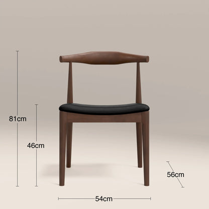 Aalborg Wooden Dining Chair | Noir Black Faux Leather & Walnut