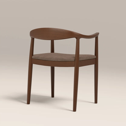 Luma Wooden Carver Dining Chair | Truffle Brown Sustainable Mohair Velvet & Walnut