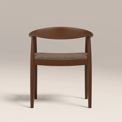Luma Wooden Carver Dining Chair | Truffle Brown Sustainable Mohair Velvet & Walnut