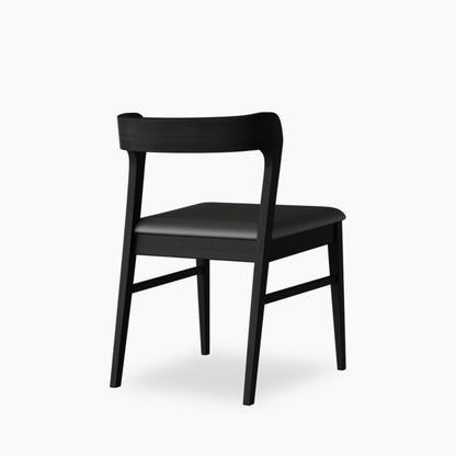 Chiswick Wooden Dining Chair | Black Faux Leather & Black