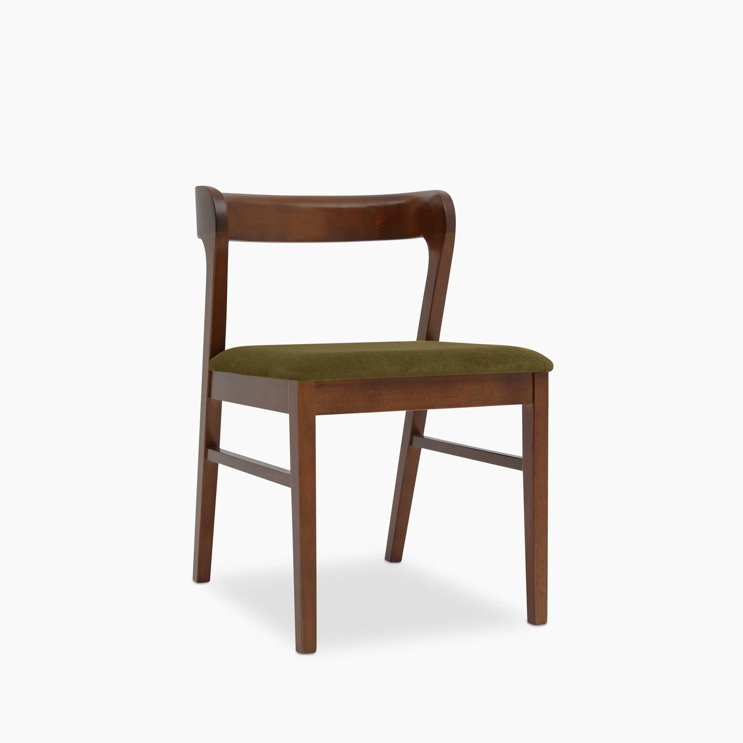 Chiswick Wooden Dining Chair | Moss Green Sustainable Mohair Velvet & Walnut