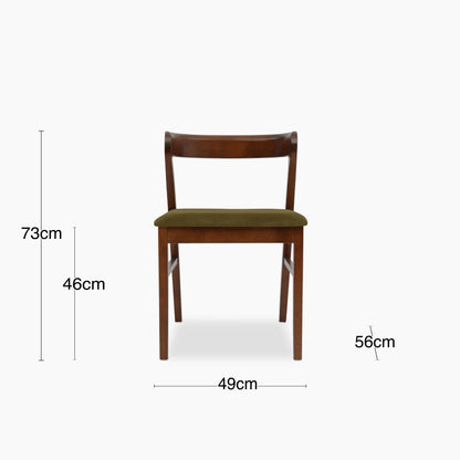 Chiswick Wooden Dining Chair | Moss Green Sustainable Mohair Velvet & Walnut