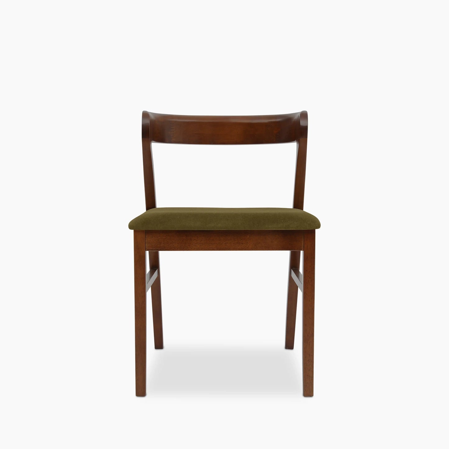 Chiswick Wooden Dining Chair | Moss Green Sustainable Mohair Velvet & Walnut
