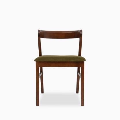 Chiswick Wooden Dining Chair | Moss Green Sustainable Mohair Velvet & Walnut