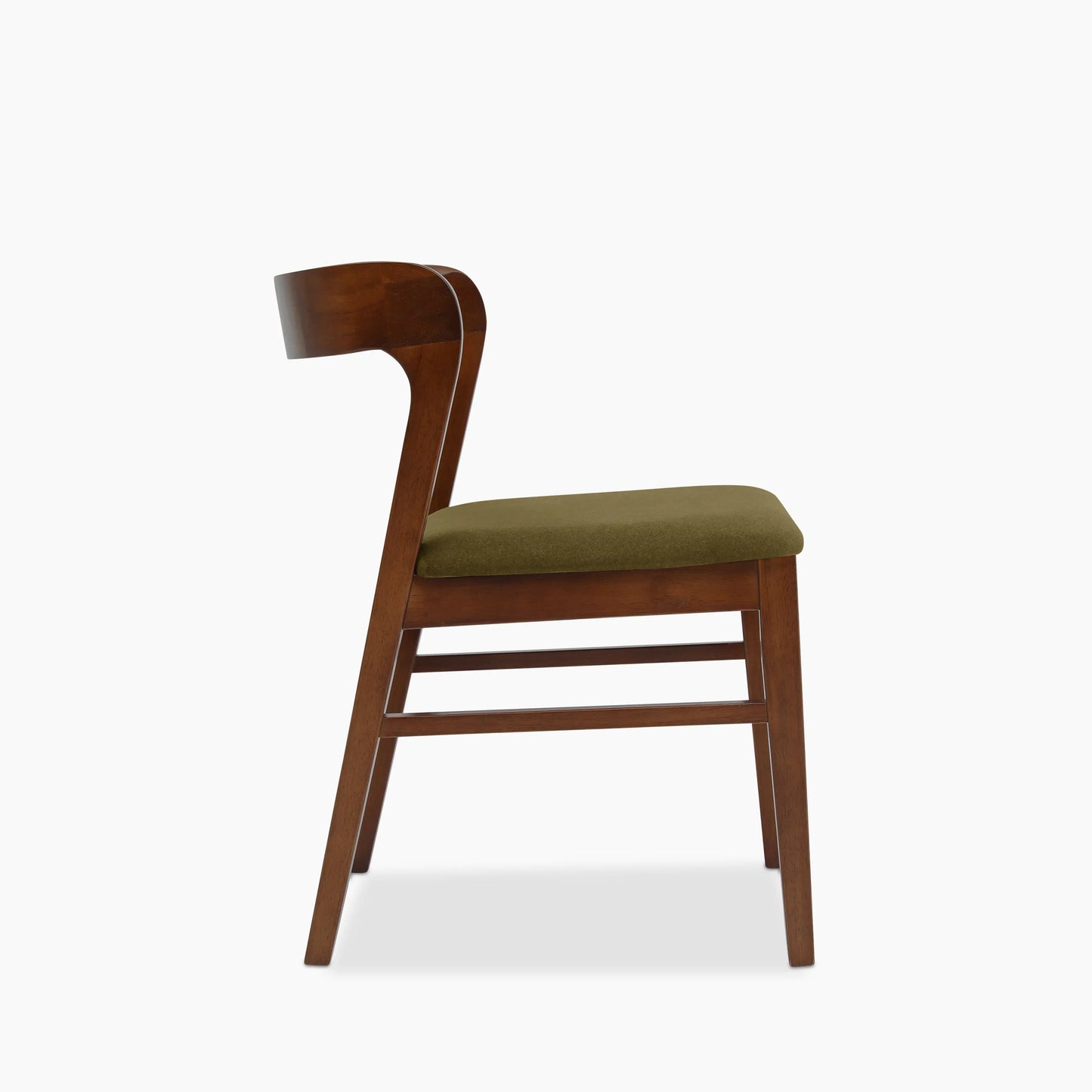 Chiswick Wooden Dining Chair | Moss Green Sustainable Mohair Velvet & Walnut