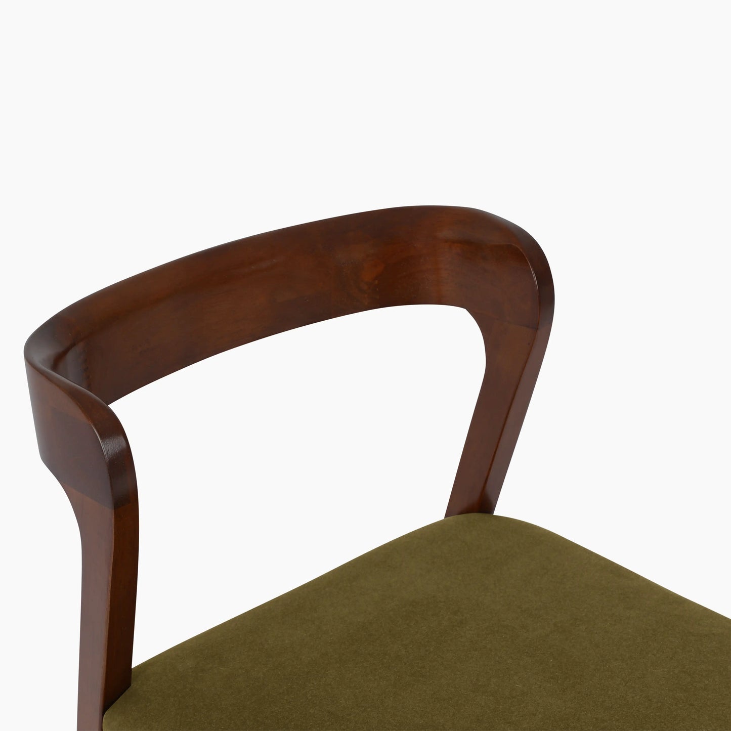 Chiswick Wooden Dining Chair | Moss Green Sustainable Mohair Velvet & Walnut