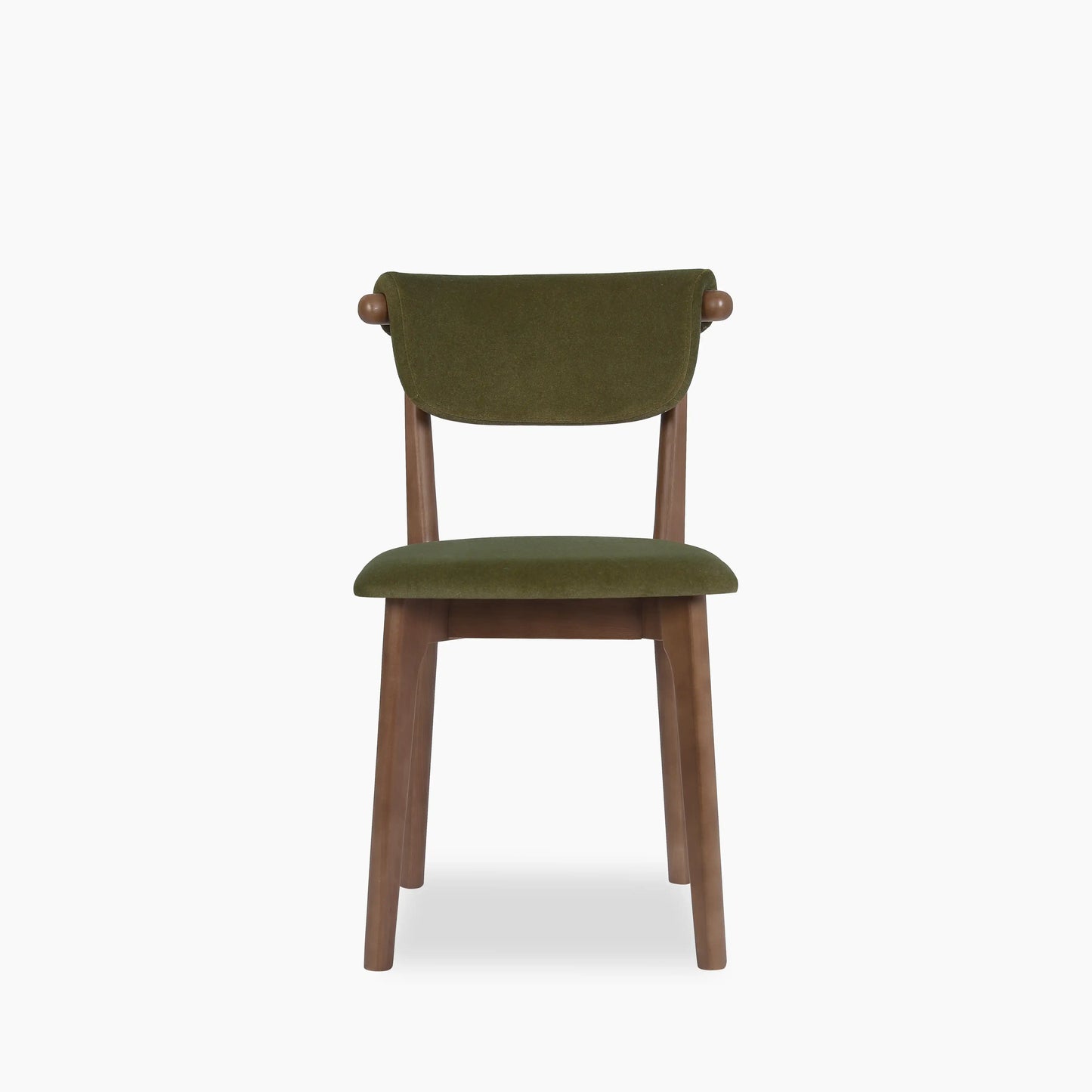 Nobu Dining Chair | Moss Green Sustainable Mohair Velvet & Walnut