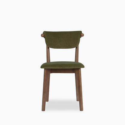 Nobu Dining Chair | Moss Green Sustainable Mohair Velvet & Walnut