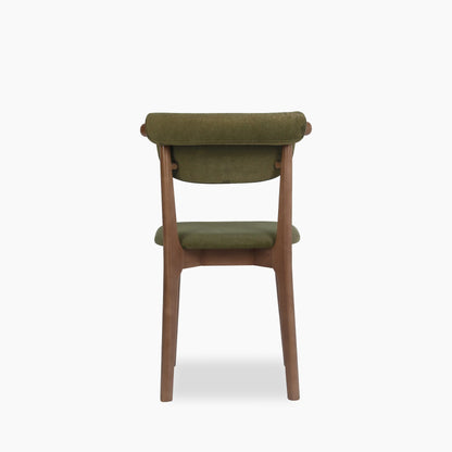 Nobu Dining Chair | Moss Green Sustainable Mohair Velvet & Walnut
