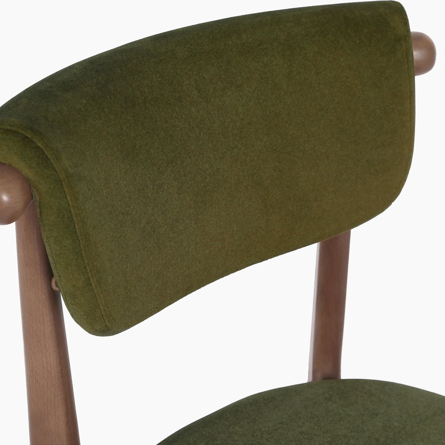 Nobu Dining Chair | Moss Green Sustainable Mohair Velvet & Walnut