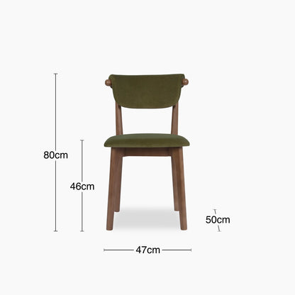 Nobu Dining Chair | Moss Green Sustainable Mohair Velvet & Walnut