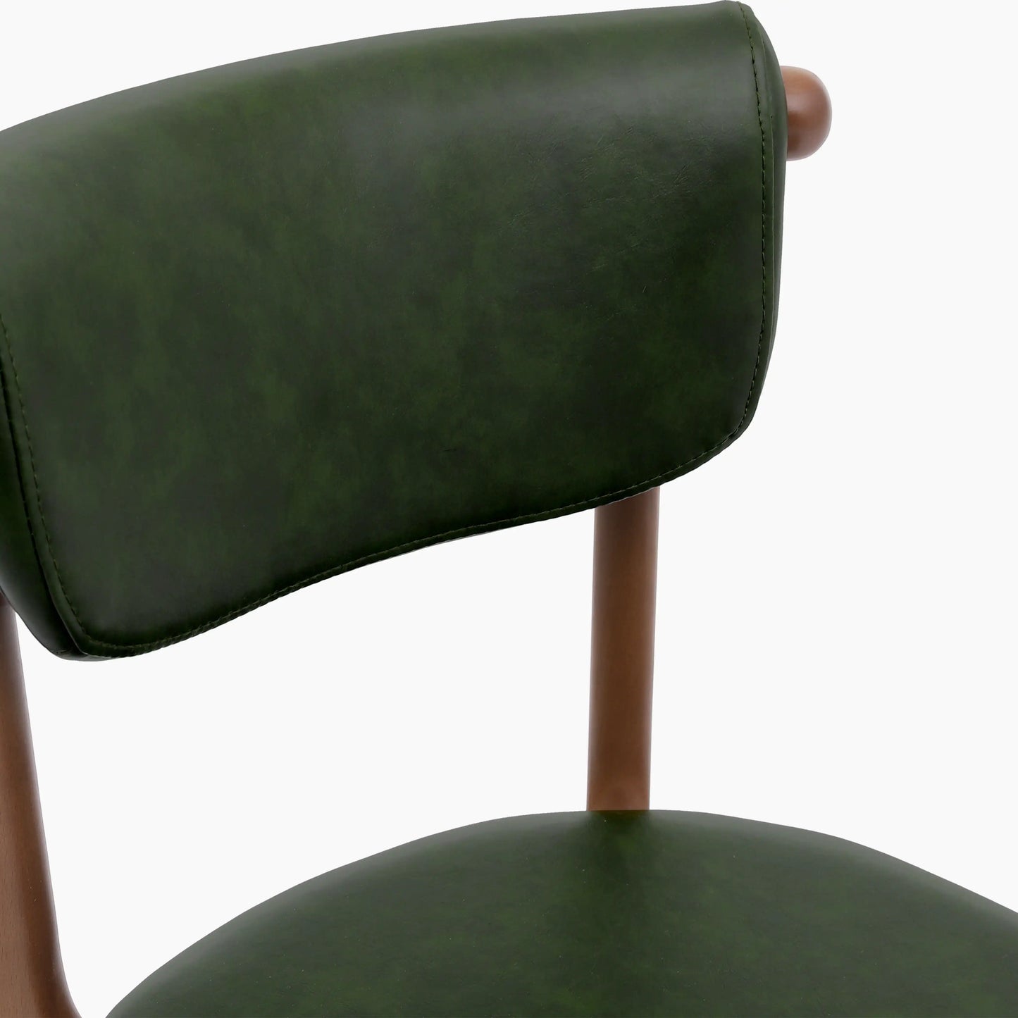 Nobu Dining Chair | Vintage Green Faux Leather & Walnut
