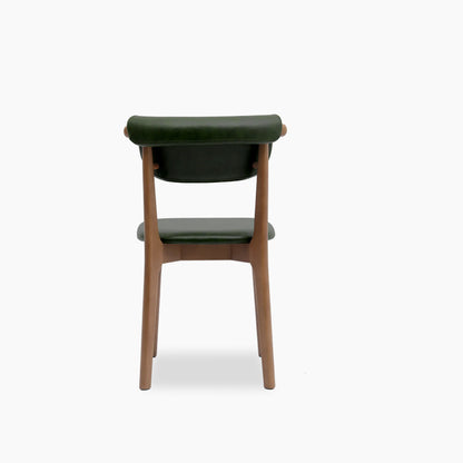 Nobu Dining Chair | Vintage Green Faux Leather & Walnut