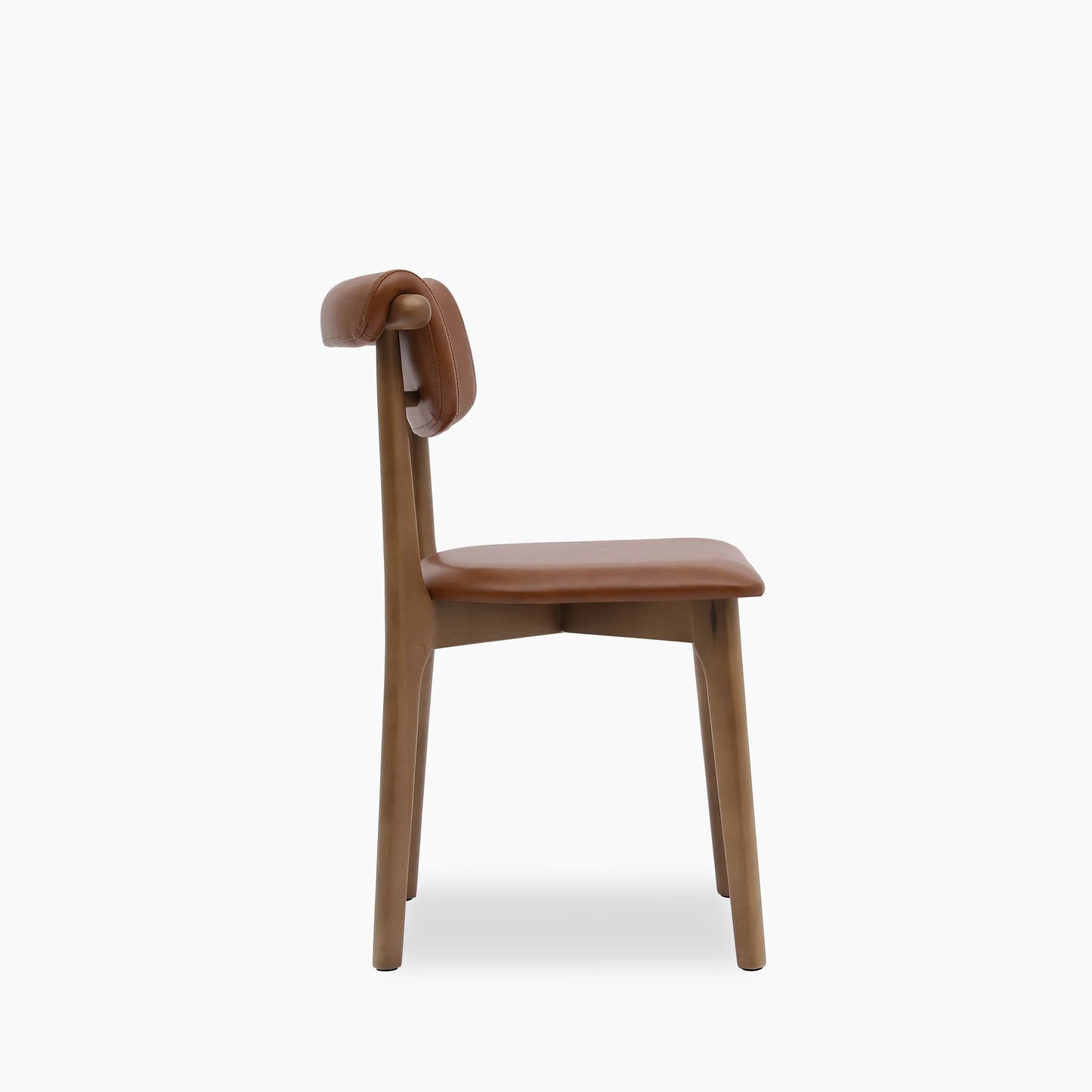 Nobu Dining Chair | Vintage Tan Faux Leather & Walnut