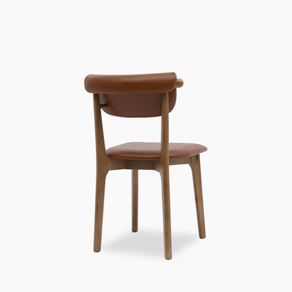 Nobu Dining Chair | Vintage Tan Faux Leather & Walnut