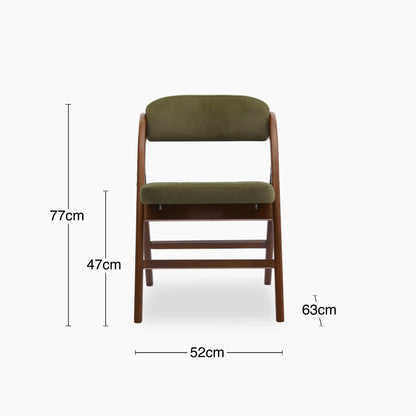 Nomad Folding Dining Chair | Moss Green Sustainable Mohair Velvet & Walnut